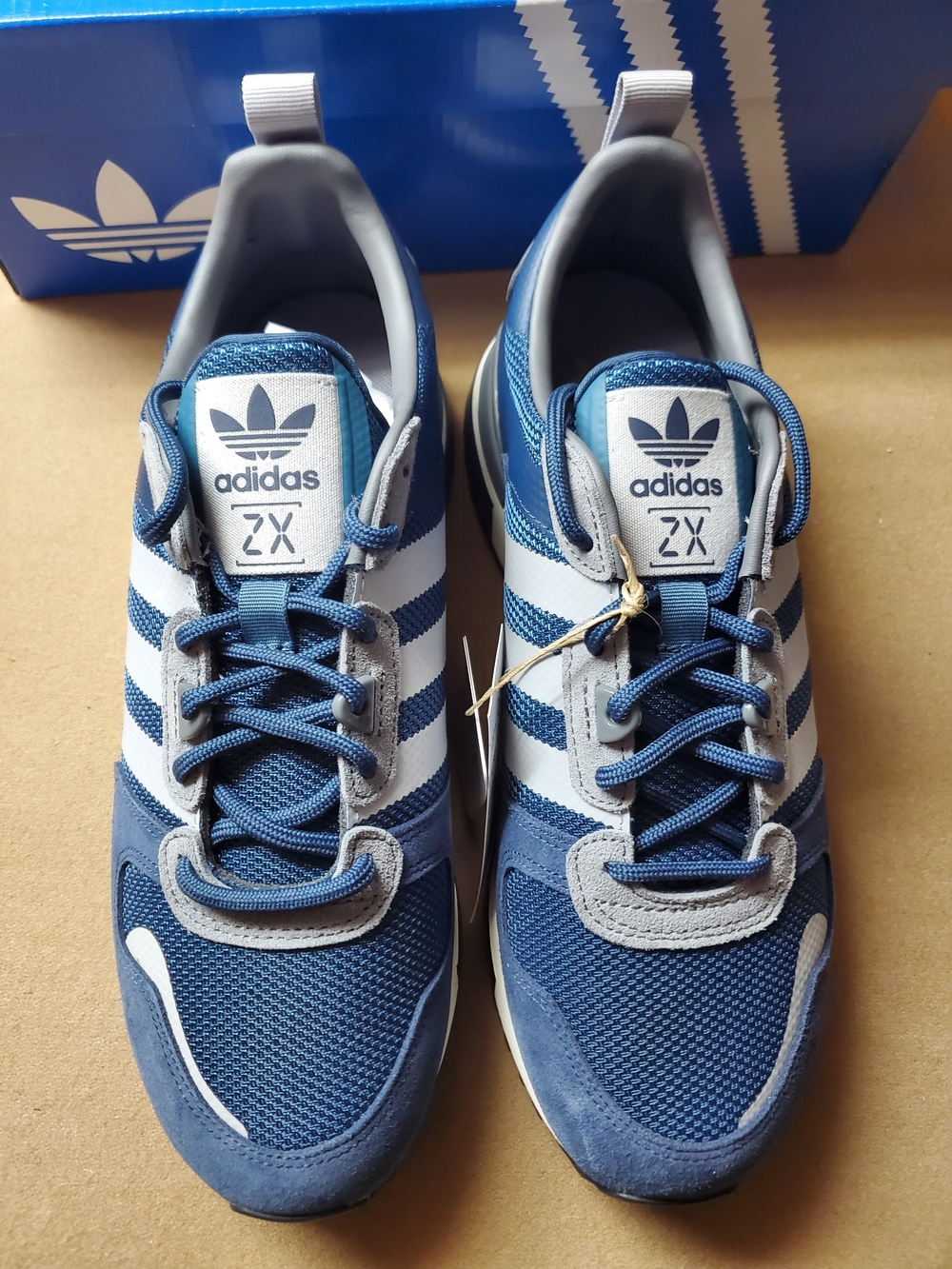 adidas ZX Blue and Gray Retro Runner Sneakers